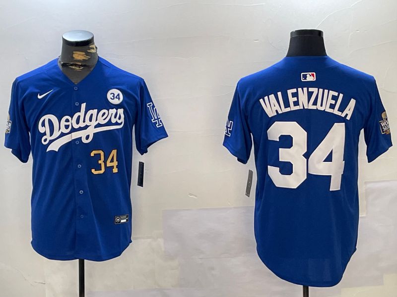 Men Los Angeles Dodgers #34 Valenzuela Blue Game 2024 Nike MLB Jersey style 11213